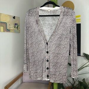 LOFT v-neck cardigan in micro cheetah print large